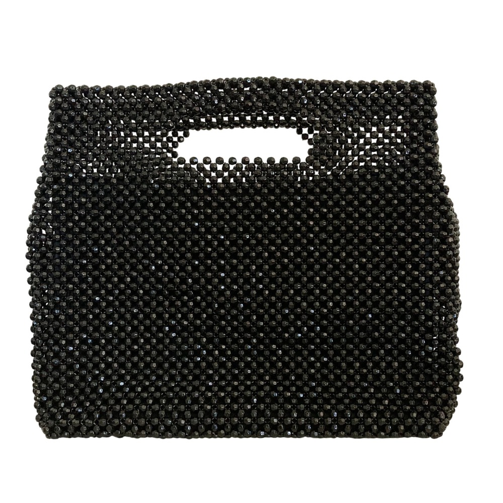 Sabina New York Black Beaded Handbag Y2K Evening Cocktail Party clutch Bag